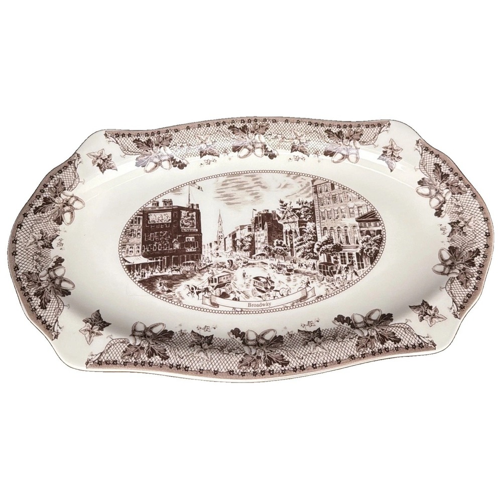 Johnson Brothers Platter Broadway Brown Ware Historic America II 12 5/8"